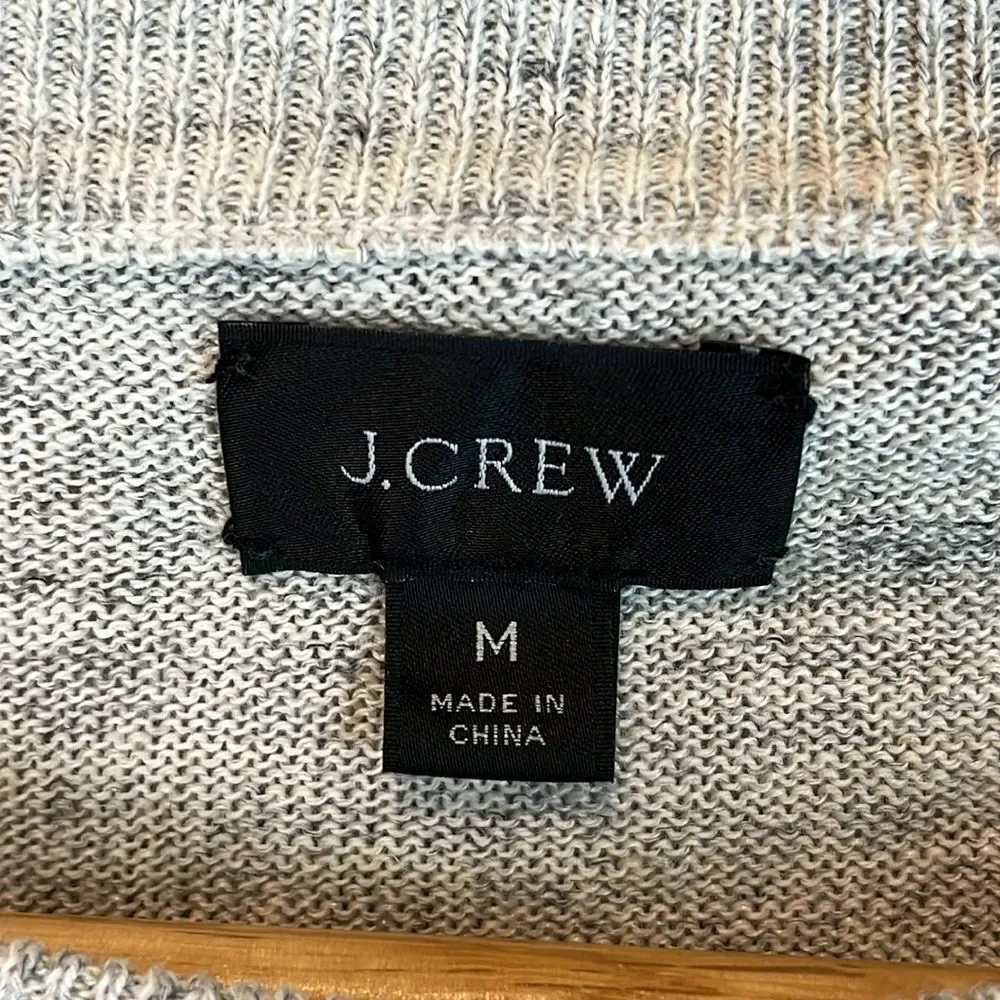 J Crew men's Medium linen and cotton blend crewneck sweater Gray Beige